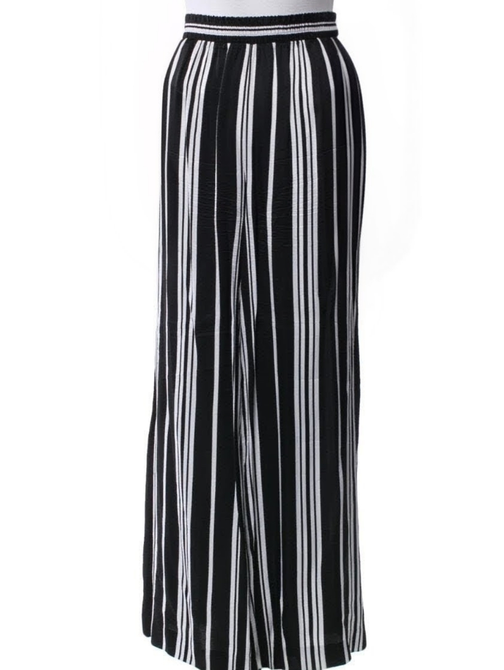 L'Agence. Black and White Vertical Stripe Wide Leg Pants